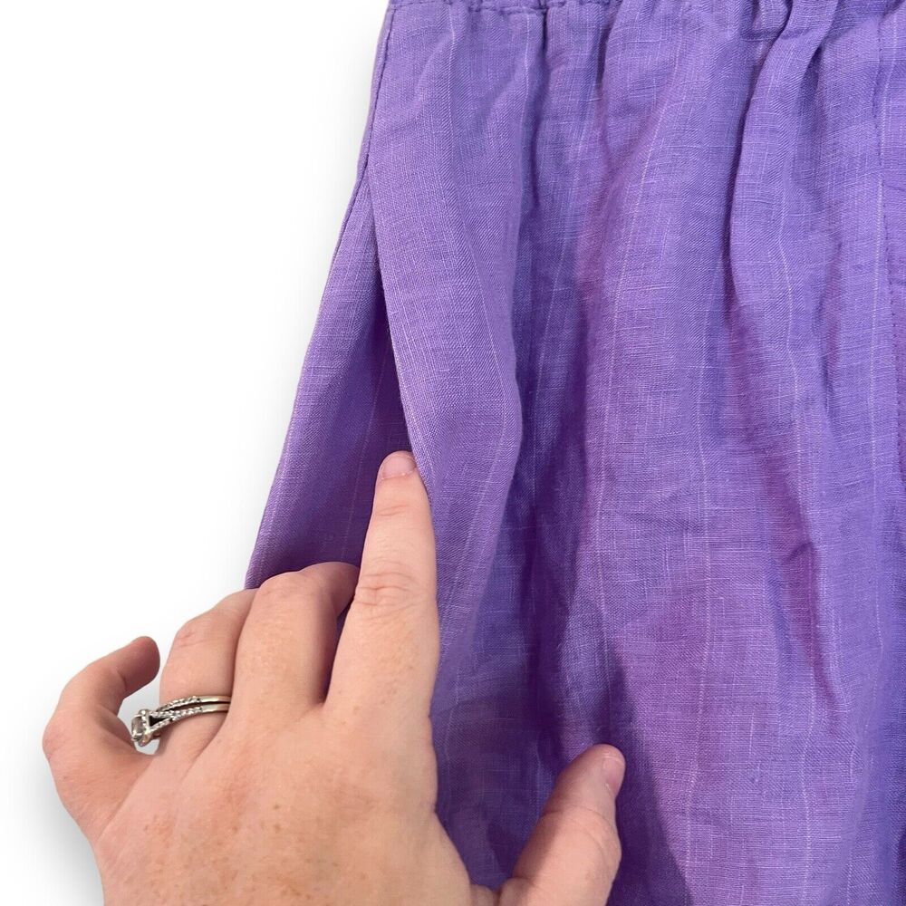 SMYTHE Linen Boxer Shorts Womens Sz S Purple Shadow Stripe High Rise Pockets NWT - Picture 5 of 8
